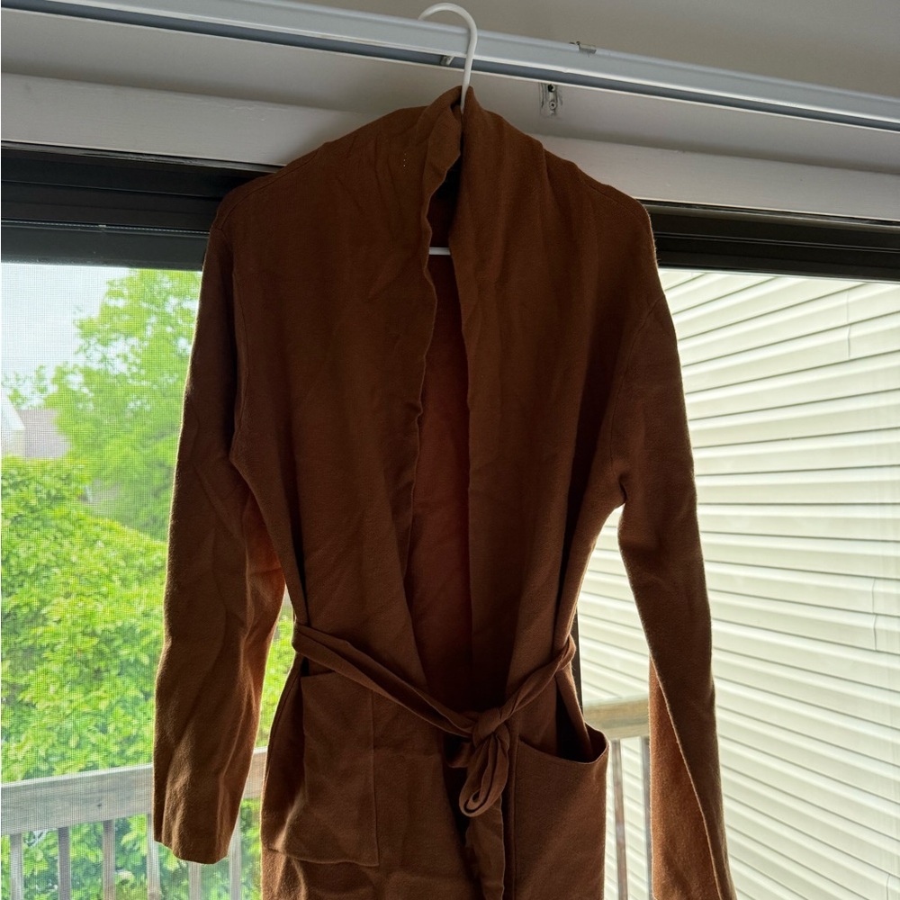 Brown Open Front Cardigan